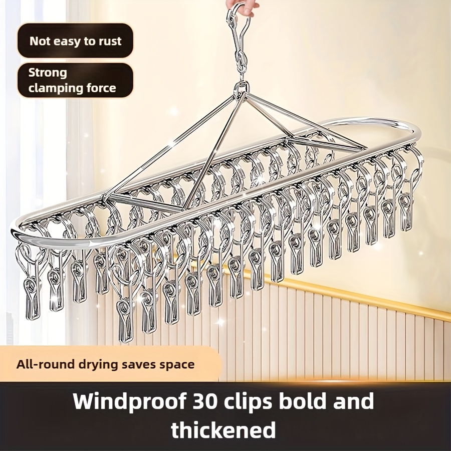 Sock Organizer Tray - 10/20/30 clips Windproof Stainless Steel Sock