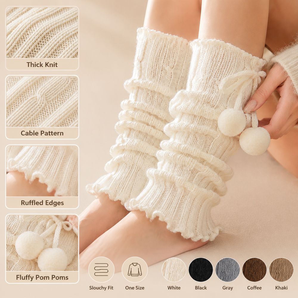 Boot Sock Slouchy - Knitted Knit Leg Warmers Ruffled Edges