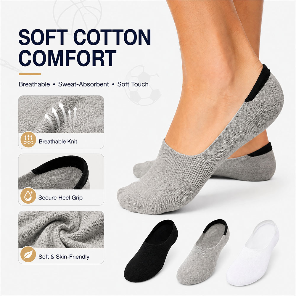 6 Pairs Unisex Cotton No Show  - Invisibility Sock Loafer 评论和价格