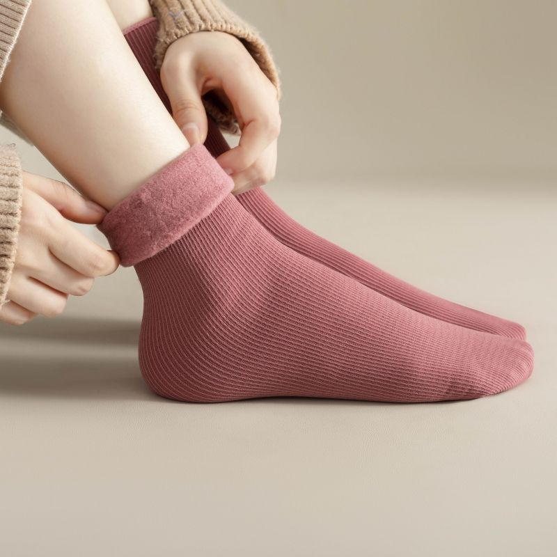1-4Pairs  Warm Fleece Lined Mi - Boot Sock Slouchy 评论和价格