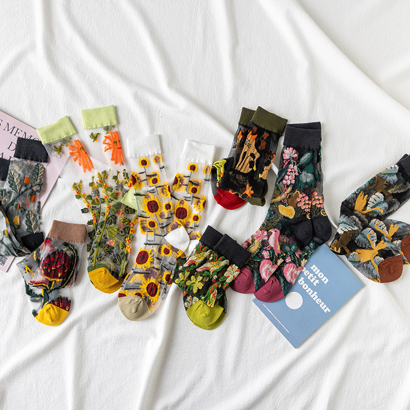 1/4 Pairs Retro Flower Women G - Silk Sock Bamboo 评论和价格
