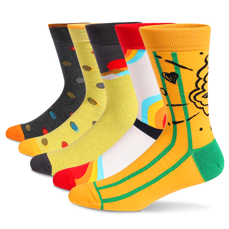 5Pairs Mens Fun Dress Socks, P - Cotton Crew Sock Pack 评论和价格