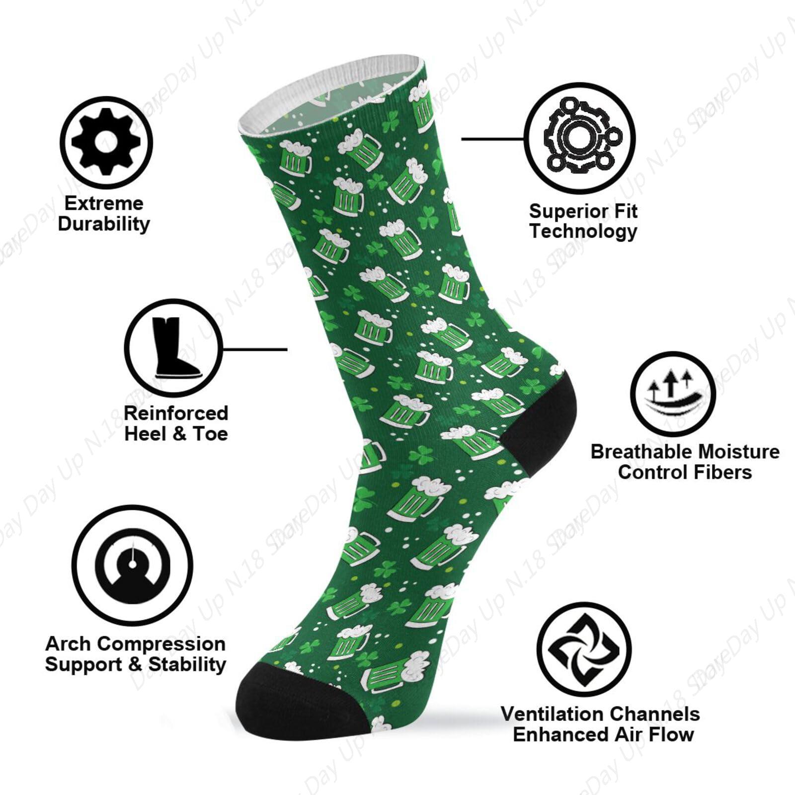Green Clover Leaf Beer St. Pat - Cotton Crew Sock Pack 评论和价格