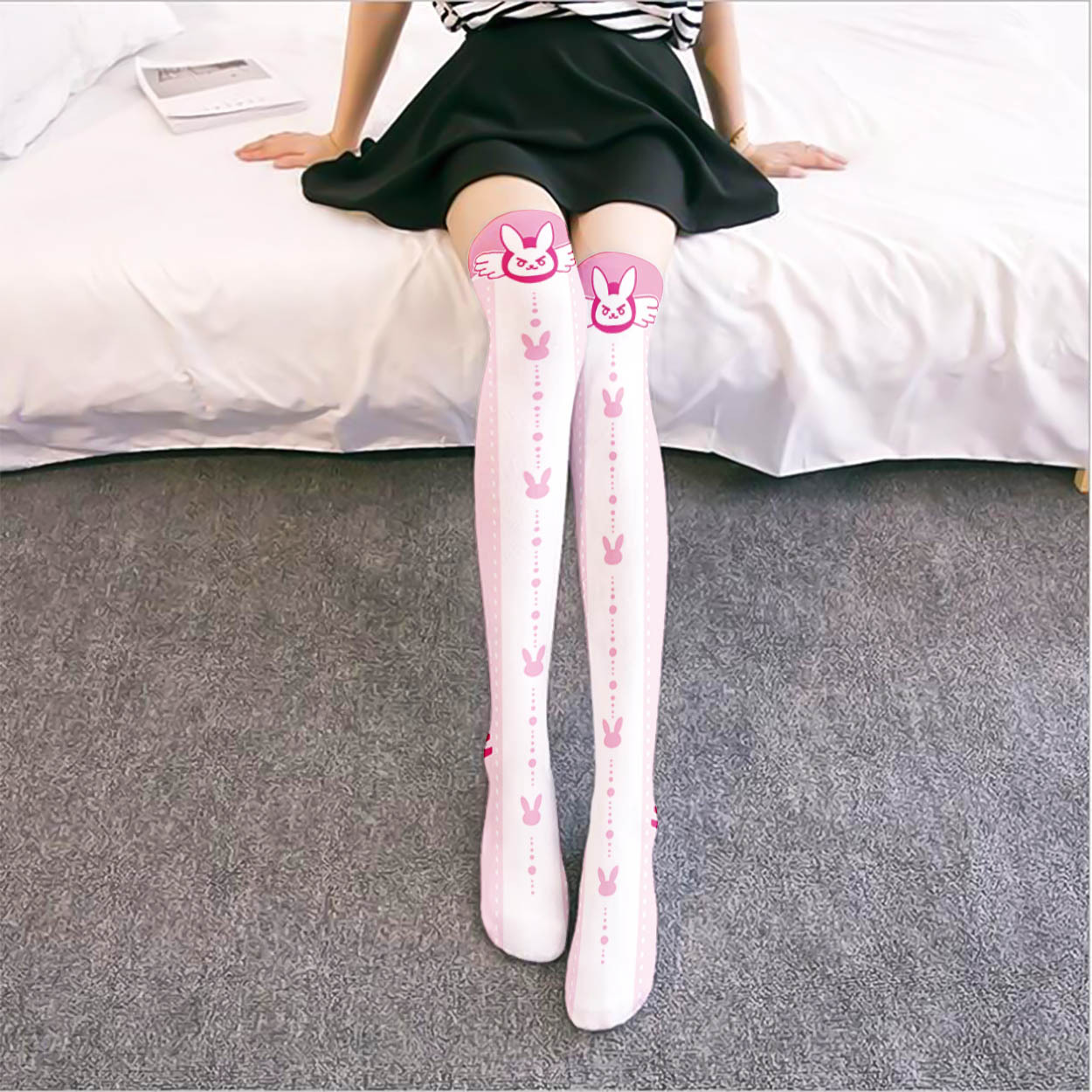 Game OW D.Va Cartoon Printed K - Silk Sock Bamboo 评论和价格