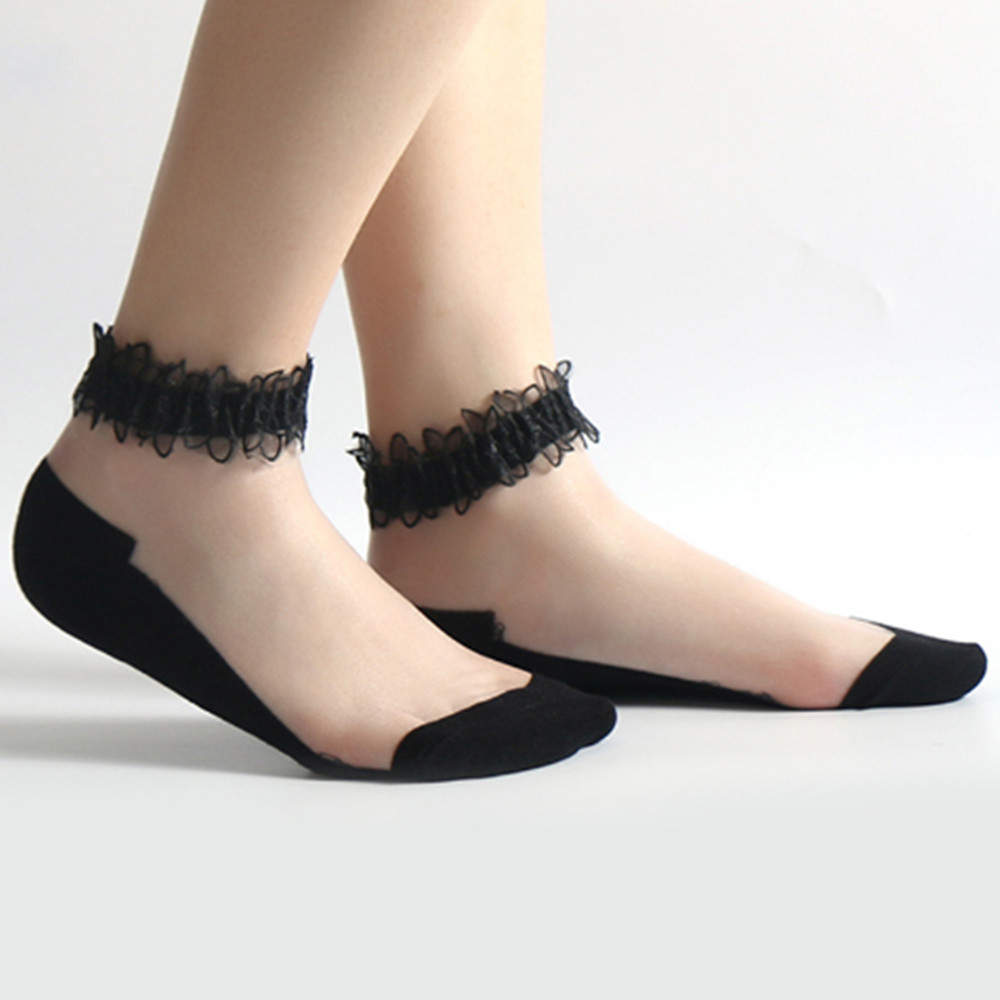 Woman Lace short sock thin soc - Invisibility Sock Loafer 评论和价格