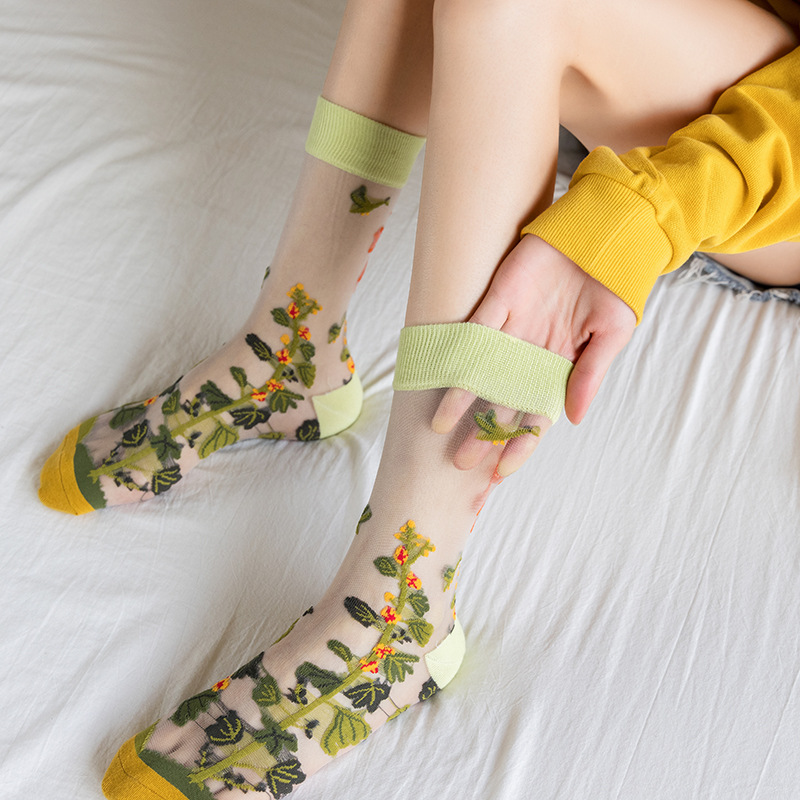 1/4 Pairs Retro Flower Women G - Silk Sock Bamboo 评论和价格
