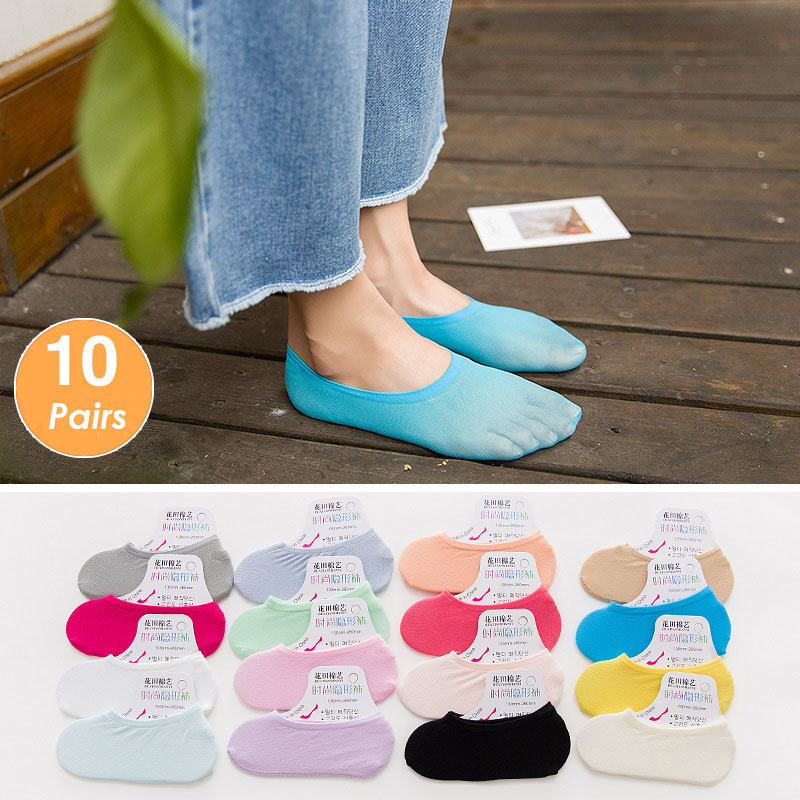 5 Pairs 10PCS Women Socks Nons - Invisibility Sock Loafer 评论和价格