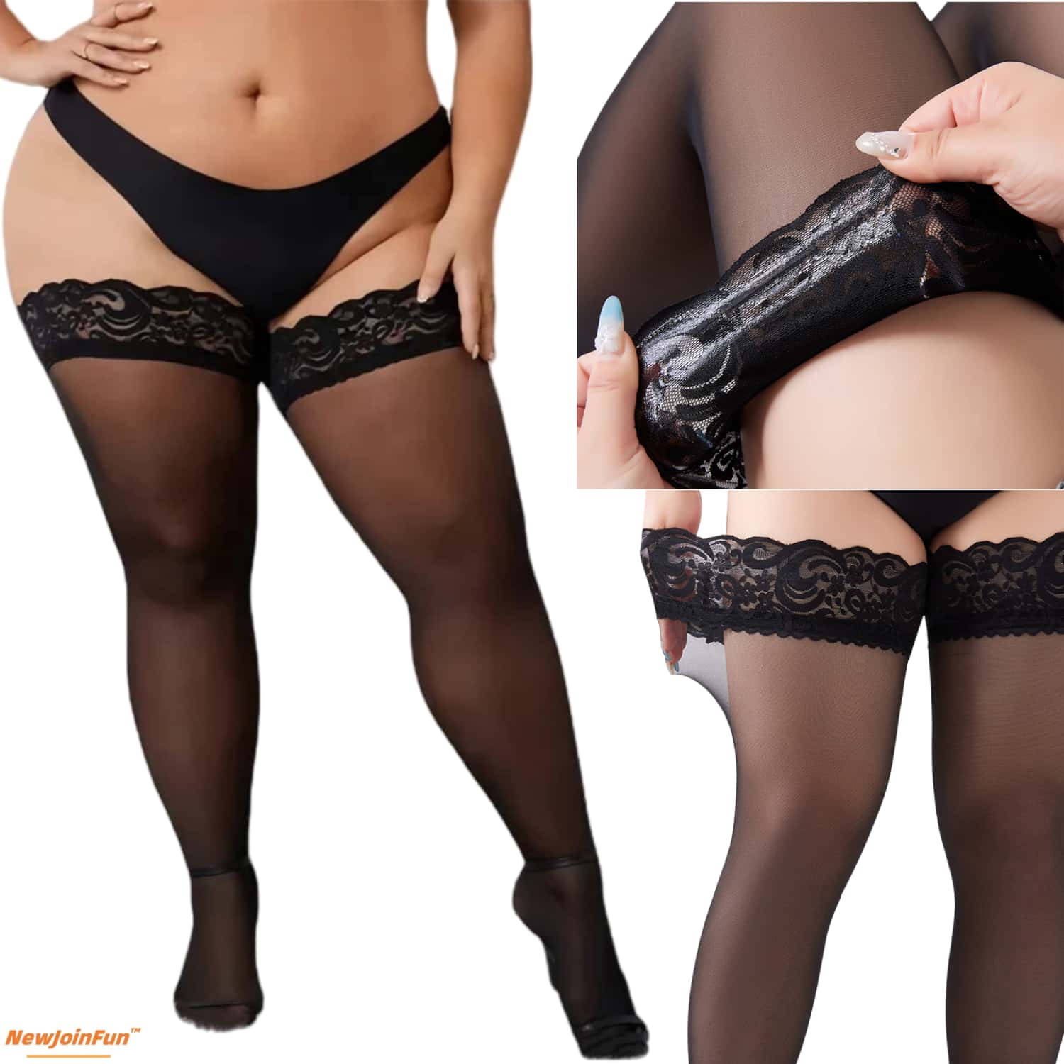 5pairs set Woman Plus Size Lac - Thigh High Sock Stay Up 评论和价格