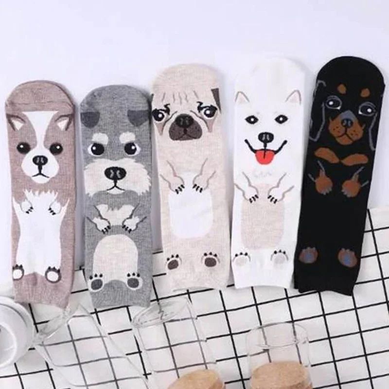 5 Pairs/pack Funny Cartoon Dog - Cotton Crew Sock Pack 评论和价格