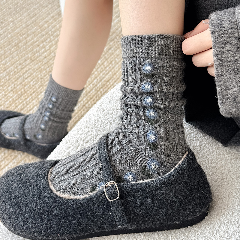 Korean Sweet Floral Wool Mid-C - Boot Sock Slouchy 评论和价格