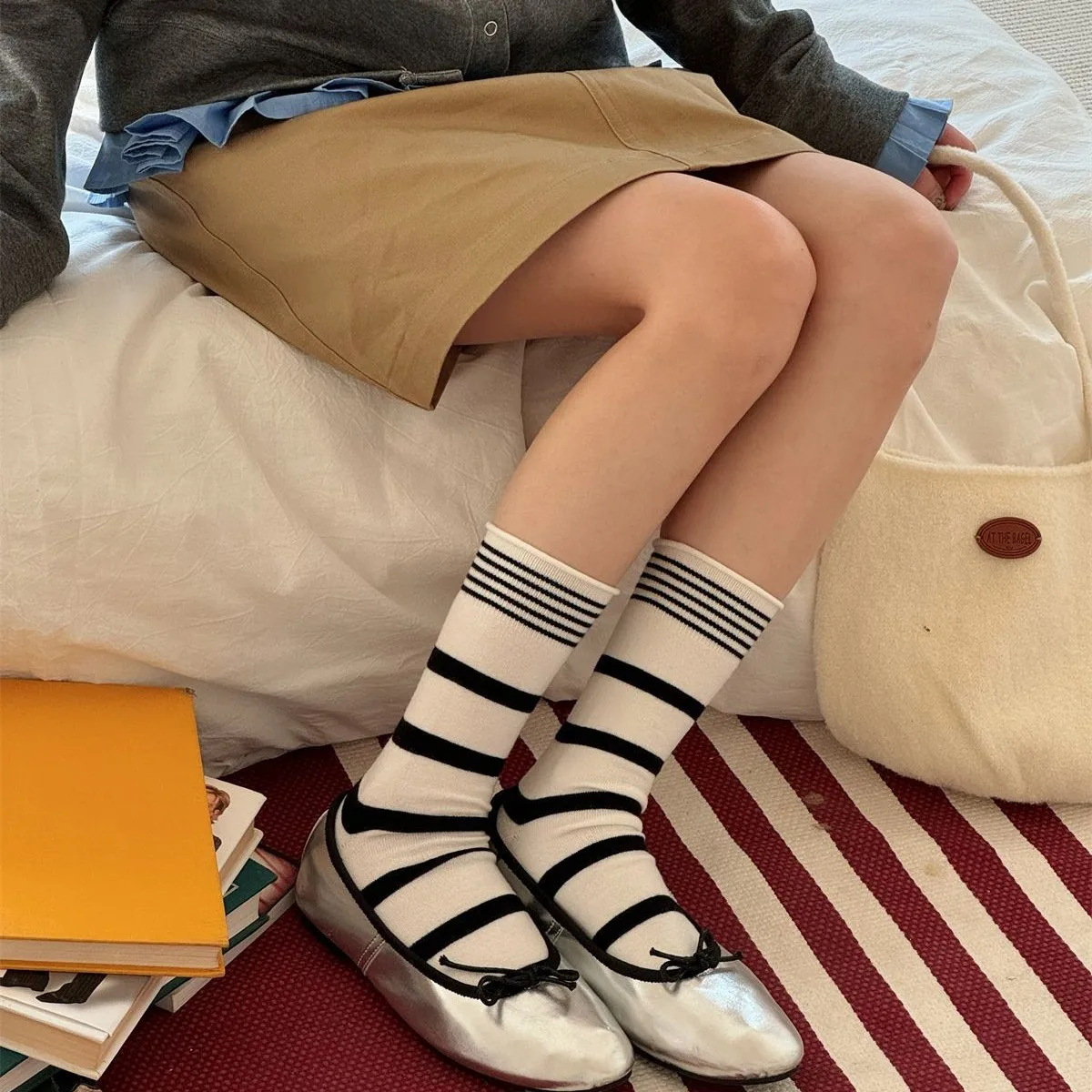 Korean Winter Striped Wool Sil - Silk Sock Bamboo 评论和价格