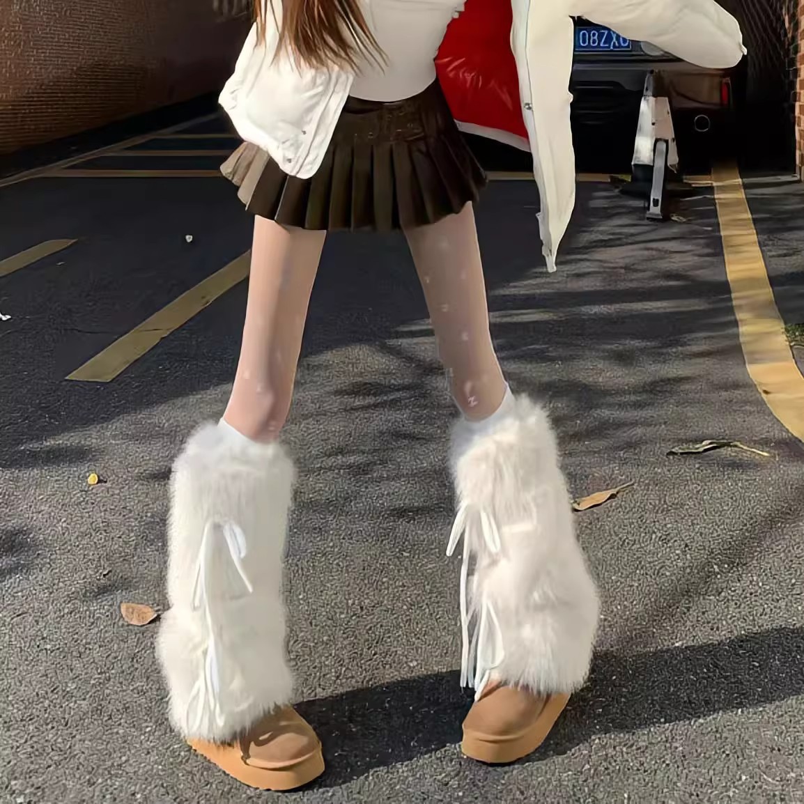 Faux Fur Leg Warmers for Women - Boot Sock Slouchy 评论和价格