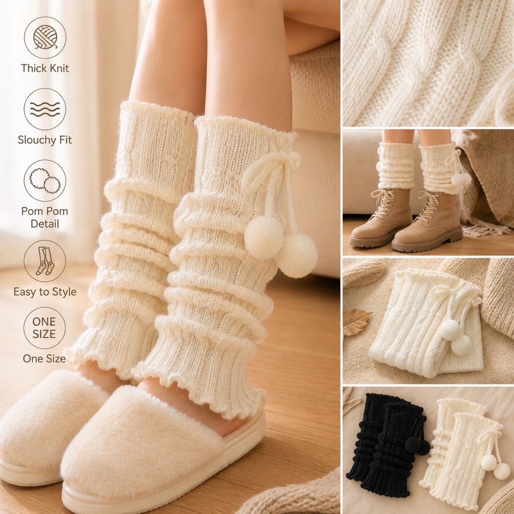 Knitted Knit Leg Warmers Ruffl - Boot Sock Slouchy 评论和价格